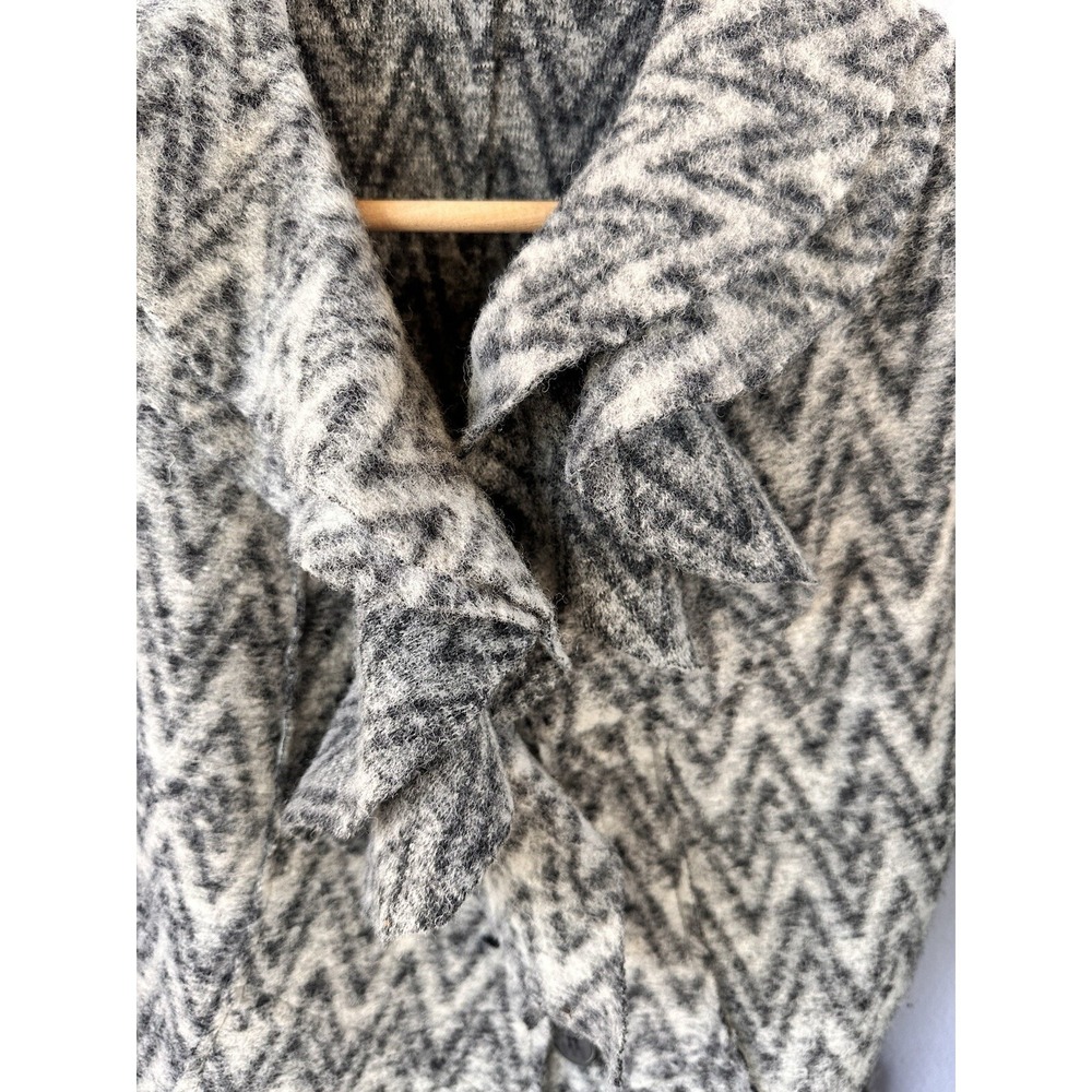 ALMA MATER Wool Blend Coat Ruffled Italian Gray Pockets Women's Large - Picture 3 of 6